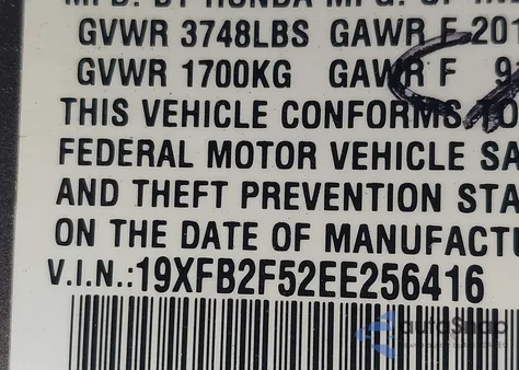 2014 Honda Civic Lx из США, поврежденный, VIN 19XFB2F52EE256416